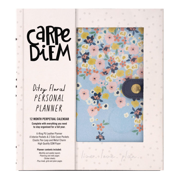 Personal Planner, Floral, 7.48 x 6.42, Blue/Pink/White/Yellow Cover, 12-Month, Undated