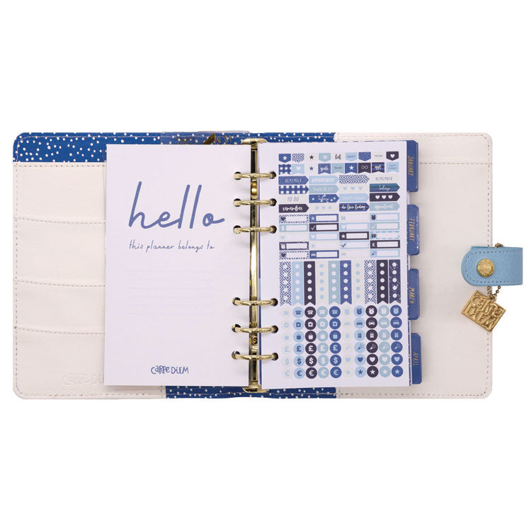 Personal Planner, Feathers, 7.48 x 6.42, Blue/Cream/Pink Cover, 12-Month, Undated