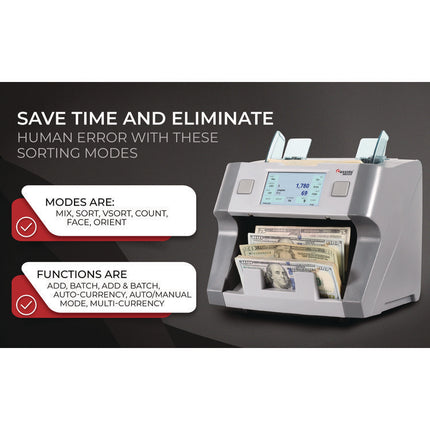8800R Single Pocket Discriminator, 1,200 Bills/min, 9.5 x 11 x 10.4, Gray