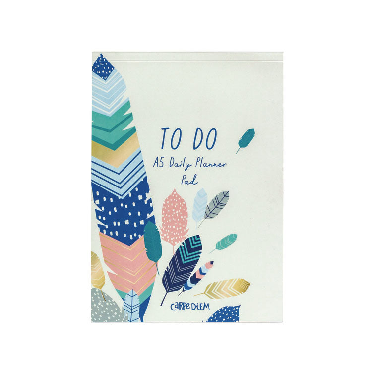 Daily Planner, Feathers, 8.27 x 5.83, Blue/Cream/Pink Cover, 2-Month, Undated, 6/Pack