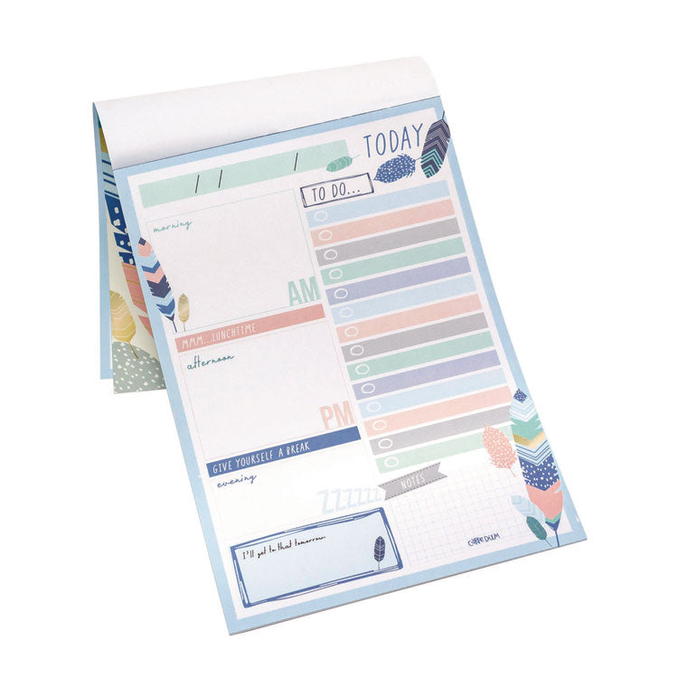 Daily Planner, Feathers, 8.27 x 5.83, Blue/Cream/Pink Cover, 2-Month, Undated, 6/Pack