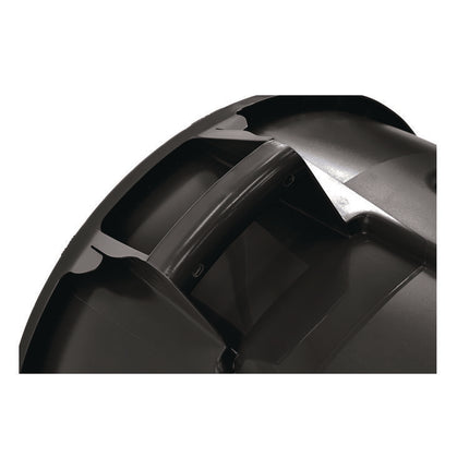 Vented Round Brute Container, 32 gal, Plastic, Black, 6/Carton
