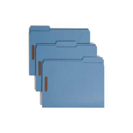 Top Tab Colored Fastener Folders, 0.75" Expansion, 2 Fasteners, Letter Size, Blue Exterior, 50/Box