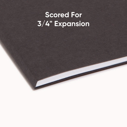 Interior File Folders, 1/3-Cut Tabs: Assorted, Letter Size, 0.75" Expansion, Black/Gray, 100/Box