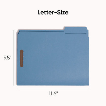 Top Tab Colored Fastener Folders, 0.75" Expansion, 2 Fasteners, Letter Size, Blue Exterior, 50/Box