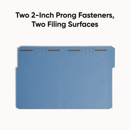 Top Tab Colored Fastener Folders, 0.75" Expansion, 2 Fasteners, Letter Size, Blue Exterior, 50/Box