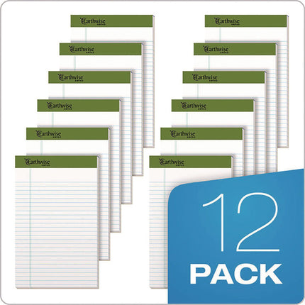 Earthwise By Ampad Recycled Writing Pad, Narrow Rule, Politex Green Headband, 50 White 5 X 8 Sheets, Dozen