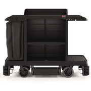 Partially Assembled Premium Housekeeping Cart, Plastic, 1 Shelf, 24 x 62.13 x 49.75, Black