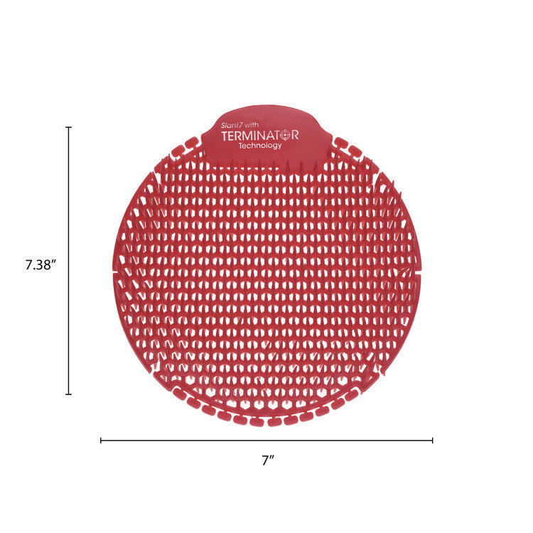 Slant7 With Terminator Urinal Screen, Evergreen Scent, Red, 5/box