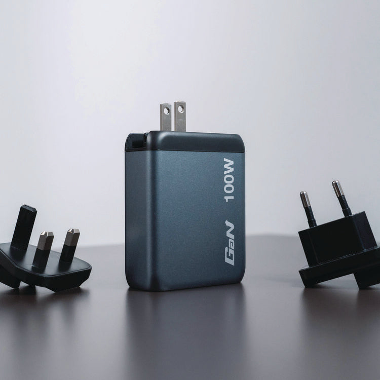 100 W 4-Port GaN Wall Charger, Black/Gray