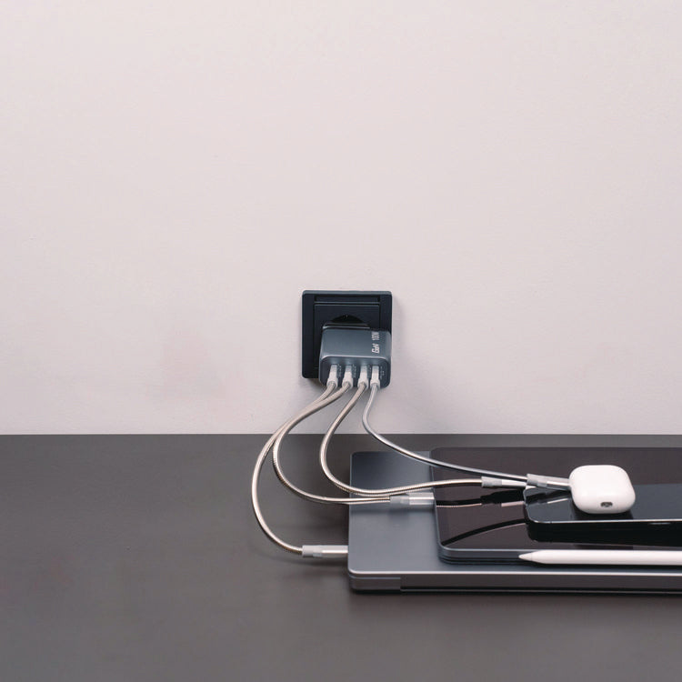 100 W 4-Port GaN Wall Charger, Black/Gray