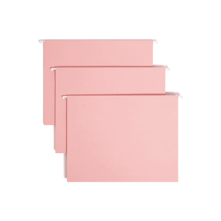 Colored Hanging File Folders with 1/5 Cut Tabs, Letter Size, 1/5-Cut Tabs, Pink, 25/Box