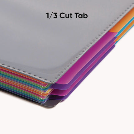 Poly Project Organizer, 24 Letter-Size Sleeves, Gray With Bright Pockets