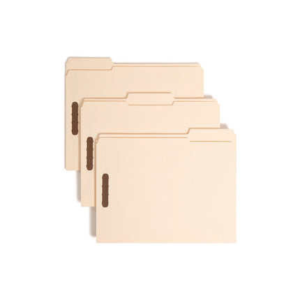 Top Tab Fastener Folders, 1/3-Cut Tabs: Assorted, 0.75" Expansion, 2 Fasteners, Letter Size, Manila Exterior, 50/Box