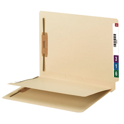 Fastener Folder with Divider, 0.75" Expansion, 1 Divider, 4 Fasteners, Letter Size, Manila Exterior, 50/Box