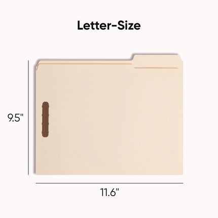 Top Tab Fastener Folders, 1/3-Cut Tabs: Assorted, 0.75" Expansion, 2 Fasteners, Letter Size, Manila Exterior, 50/Box