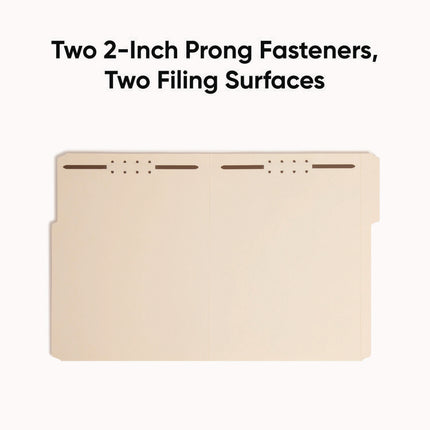 Top Tab Fastener Folders, 1/3-Cut Tabs: Assorted, 0.75" Expansion, 2 Fasteners, Letter Size, Manila Exterior, 50/Box