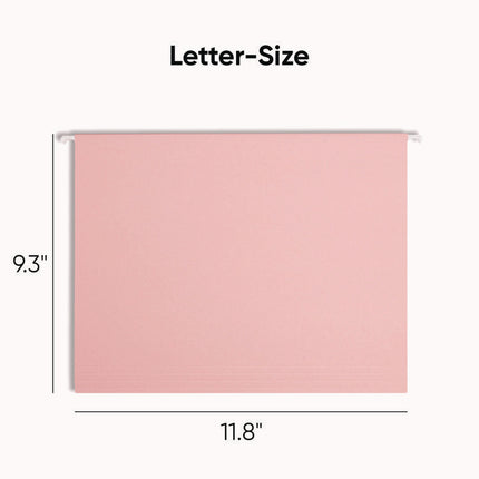 Colored Hanging File Folders with 1/5 Cut Tabs, Letter Size, 1/5-Cut Tabs, Pink, 25/Box