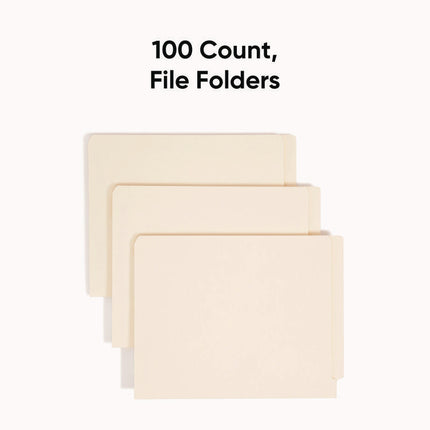 Heavyweight Manila End Tab Folders, 9.5" High Front, Straight Tabs, Letter Size, 0.75" Expansion, Manila, 100/Box