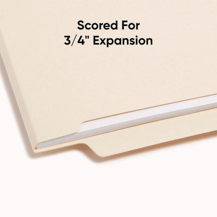 Heavyweight Manila End Tab Folders, 9.5" High Front, Straight Tabs, Letter Size, 0.75" Expansion, Manila, 100/Box