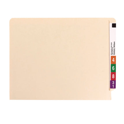 End Tab Fastener Folders with Reinforced Straight Tabs, 11-pt Manila, 2 Fasteners, Letter Size, Manila Exterior, 50/Box