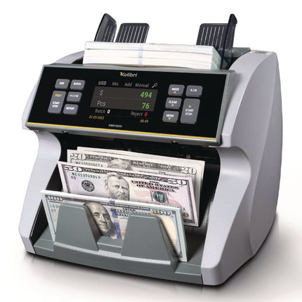 KBR1500V2 Mixed Denomination Cash Counter, 1,200 Bills/min, 9.5 x 11 x 10.4, Gray