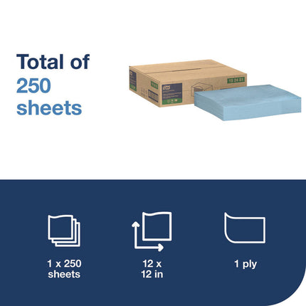 Low-Lint Cleaning Cloth, 1-Ply, 12 x 12, Blue, 250 Sheets/Carton
