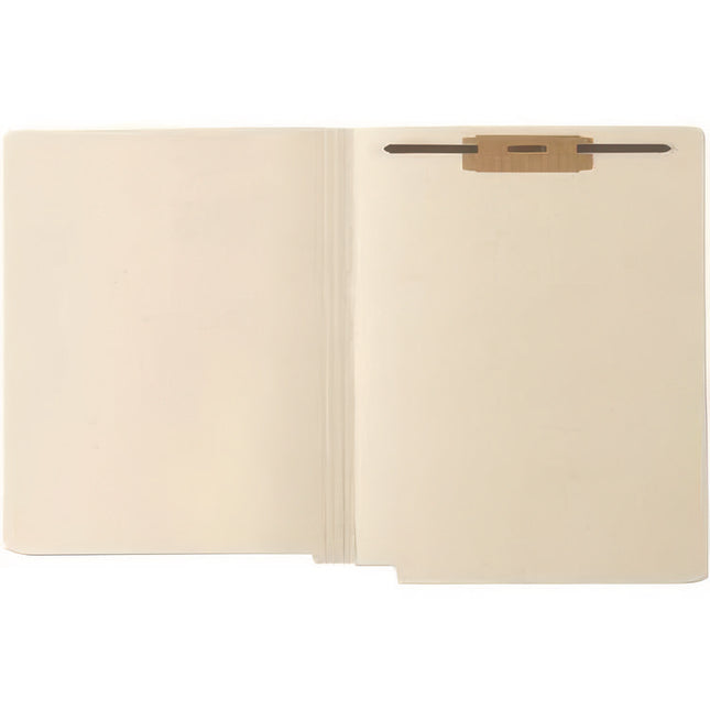 Heavy-Duty End Tab Fastener Folders, 0.75" Expansion, 1 Fastener, Letter Size, Manila Exterior, 50/Box