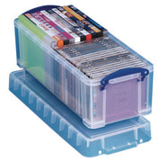 Snap-Lid Cd/dvd Storage Bin, 1.72 Gal, 7.13" X 17.25" X 6.25", Clear/blue