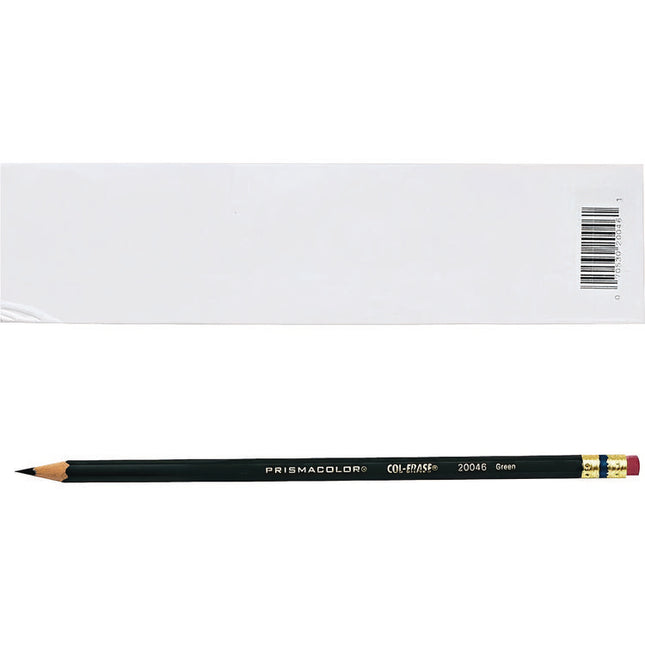 Col-Erase Pencil With Eraser, 0.7 Mm, 2b (#1), Green Lead, Green Barrel, Dozen