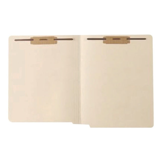 Heavy-Duty End Tab Fastener Folders, 0.75" Expansion, 2 Fasteners, Letter Size, Manila Exterior,  250/Carton