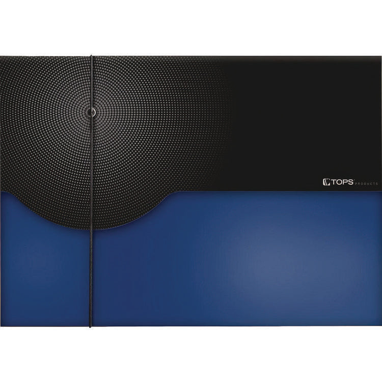 Seven-Pocket Poly Expanding File, 1" Expansion, 7 Sections, Elastic Cord Closure, 1/6-Cut Tabs, Letter Size, Blue