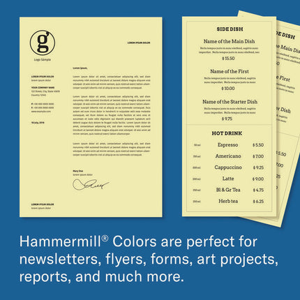 Colors Print Paper, 20 lb Bond Weight, 11 x 17, Canary, 500/Ream