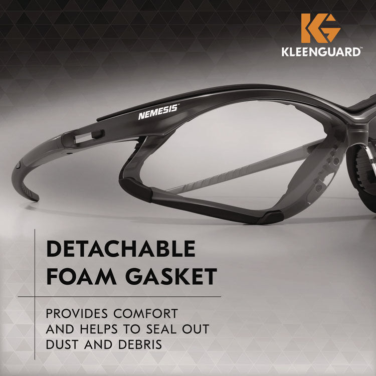 V30 Nemesi Foam Safety Glasses, Black Nylon Frame, Clear Polycarbonate Lens, 12/Carton
