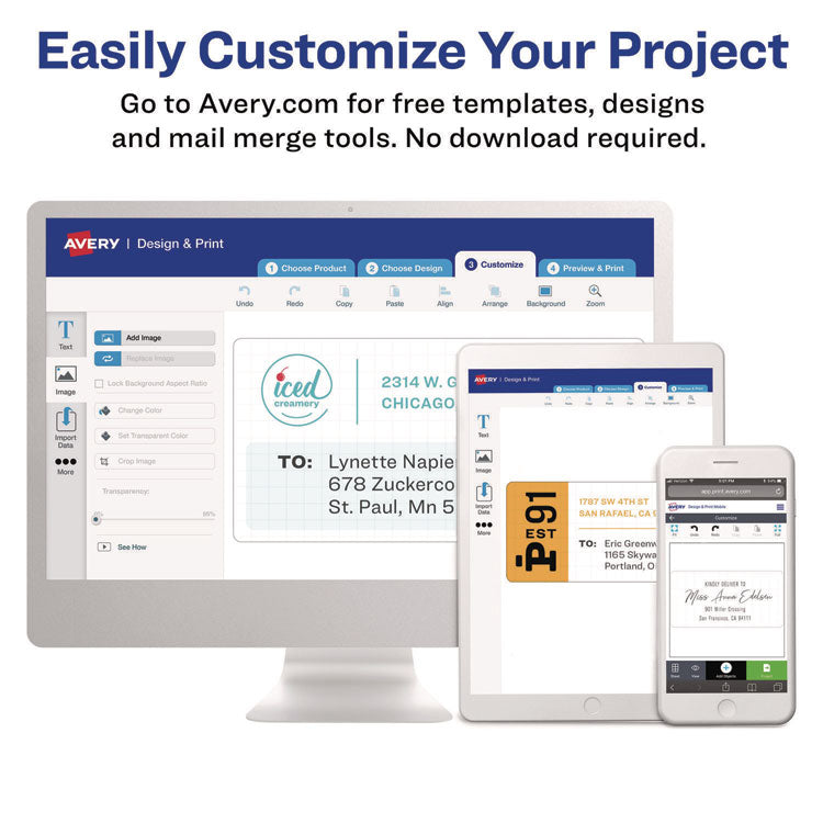 Shipping Labels w/ TrueBlock Technology, Inkjet/Laser Printers, 2 x 4, White, 10/Sheet, 500 Sheets/Carton