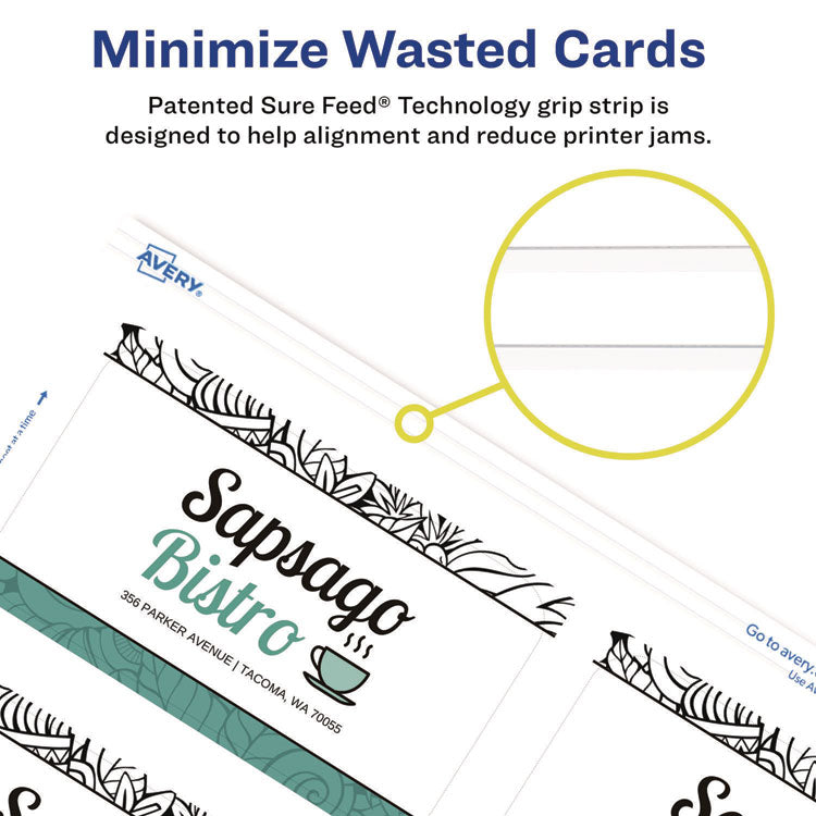 Round Corner Print-To-The-Edge Business Cards, Inkjet, 2 X 3.5, White, 160 Cards, 8 Cards/sheet, 20 Sheets/pack