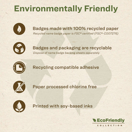 Ecofriendly Adhesive Name Badge Labels, 3.38 X 2.33, White, 160/box