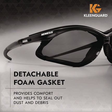 V30 Nemesis Foam Safety Glasses, Black Nylon Frame, Smoke Polycarbonate Lens, 12/Carton