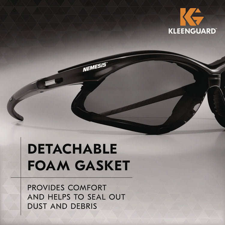 V30 Nemesis Foam Safety Glasses, Black Nylon Frame, Smoke Polycarbonate Lens, 12/Carton