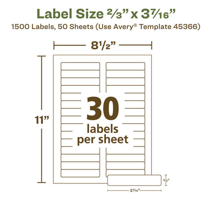 Ecofriendly Permanent File Folder Labels, 0.66 X 3.44, White, 30/sheet, 50 Sheets/pack