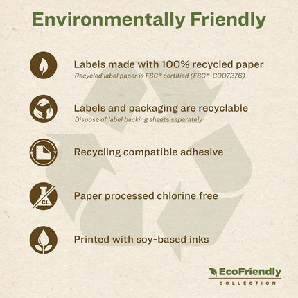 Ecofriendly Mailing Labels, Inkjet/laser Printers, 2 X 4, White, 10/sheet, 100 Sheets/pack