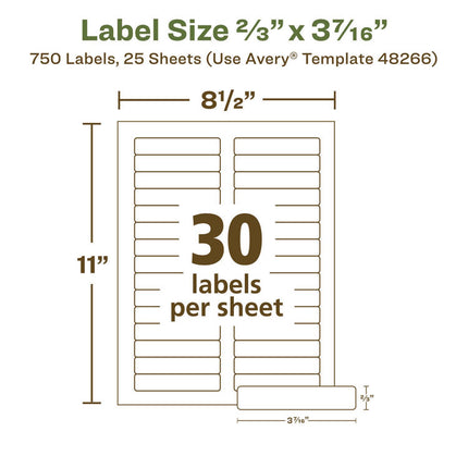 Ecofriendly Permanent File Folder Labels, 0.66 X 3.44, White, 30/sheet, 25 Sheets/pack