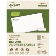 Ecofriendly Mailing Labels, Inkjet/laser Printers, 0.5 X 1.75, White, 80/sheet, 100 Sheets/pack