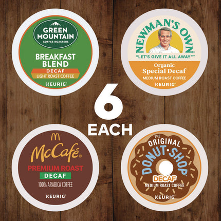 Decaf Variety Coffee K-Cups, Assorted Flavors, 0.38 oz K-Cup, 24/Box
