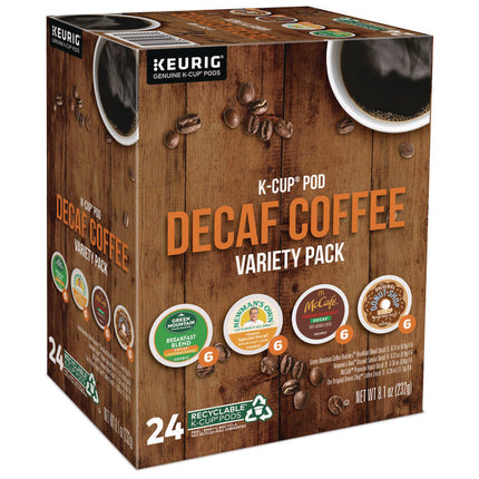 Decaf Variety Coffee K-Cups, Assorted Flavors, 0.38 oz K-Cup, 24/Box