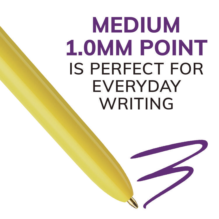 4-Color Multi-Color Ballpoint Pen, Retractable, Medium 1 mm, Assorted Ink and Barrel Colors, 3/Pack