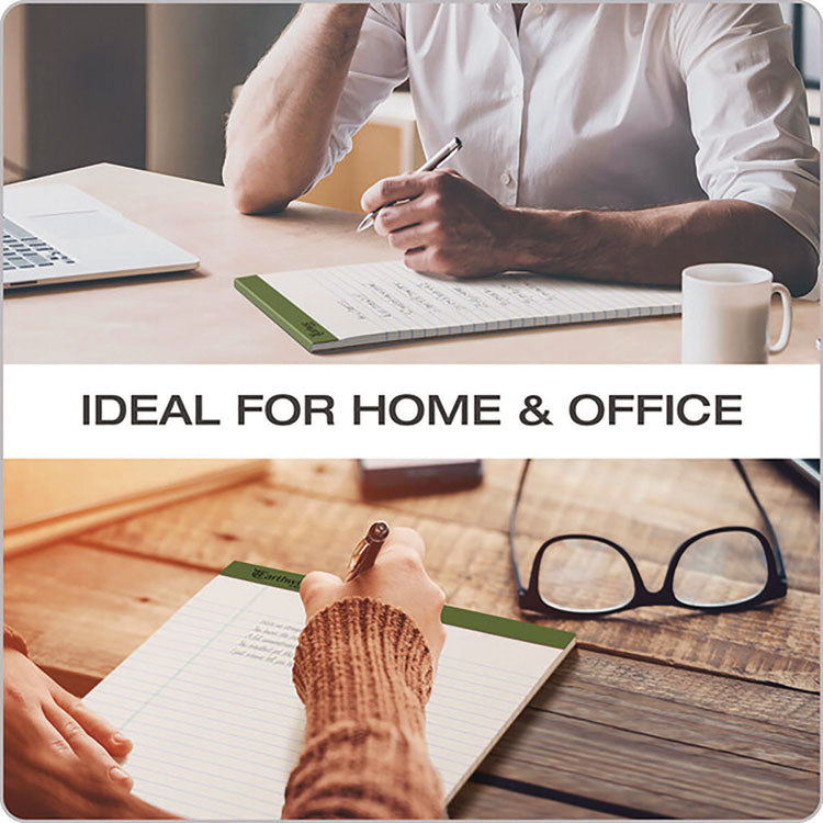 Earthwise By Ampad Recycled Writing Pad, Wide/legal Rule, Politex Sand Headband, 40 White 8.5 X 11.75 Sheets, 4/pack