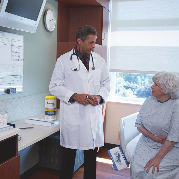 Disinfectant Wipe Canisters, 1-Ply, 7 x 7, Lemon, White, 75 Sheets/Canister, 6/Carton