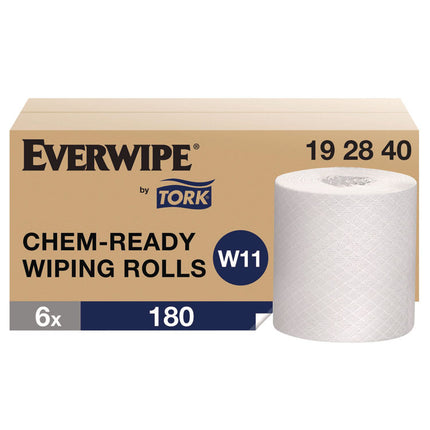 Chem-Ready Wiping Rolls, 1-Ply, 12 x 5.25, White, 180 Sheets, 6 Rolls/Carton