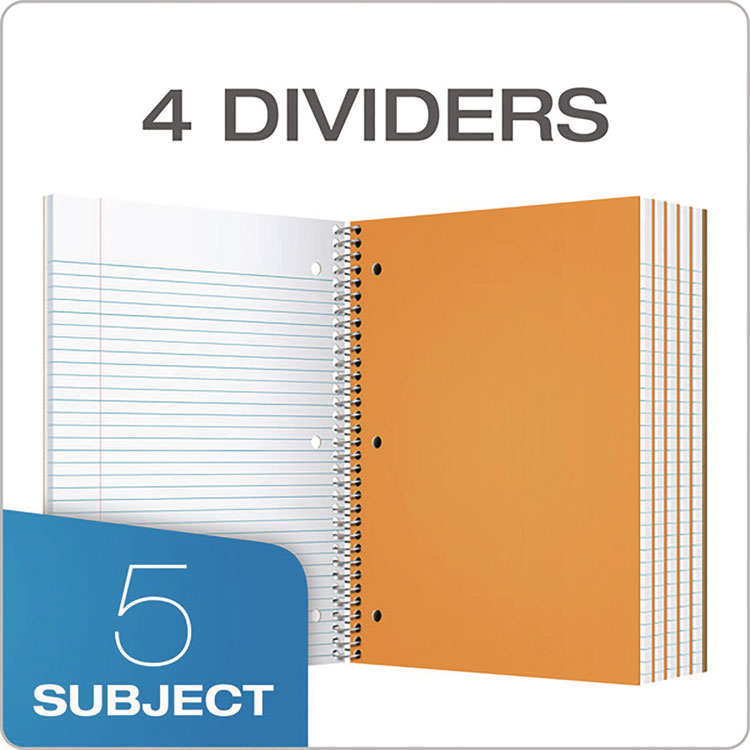Coil-Lock Wirebound Notebook, 3-Hole Punch, 5-Subject, College Rule, Randomly Assorted Covers (Set 2), (200) 11 x 8.5 Sheets